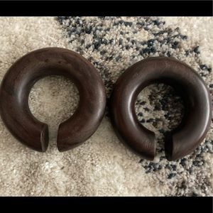 SALE Natural wood large gauge hoop earrings NEW